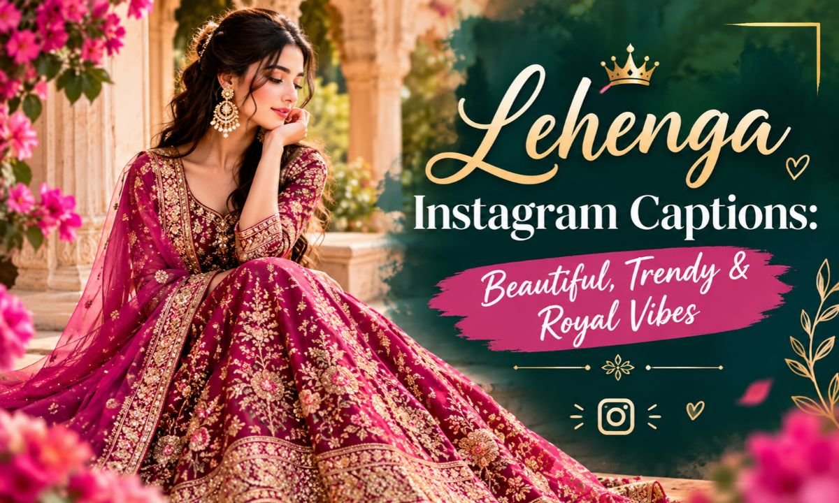 0+Lehenga Instagram Captions_ Beautiful, Trendy & Royal Vibes 